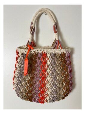 Lucky Brand Woven Macrame Tote Bag | Boho Market Bag